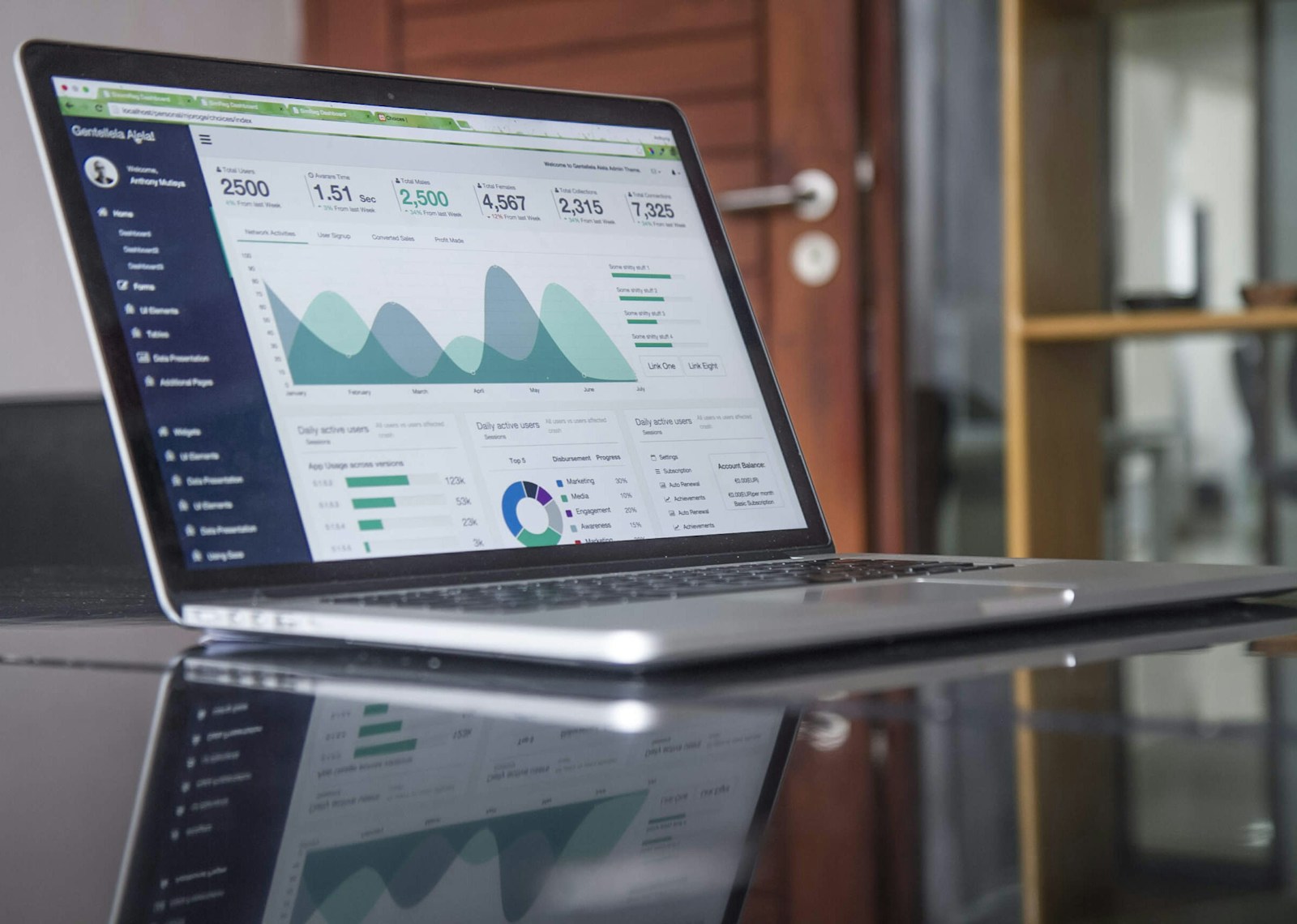 Business owner reviewing performance analytics
